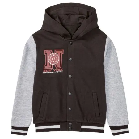 Bluza College Z Kapturem Bejsbolówka 158/164 Czarno-Szara EKO Bawełna