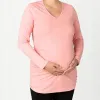Koszulka Ciążowa Bellybutton 36 Różowa Bawełna Długi Rękaw Dekolt V