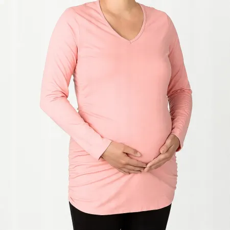 Koszulka Ciążowa Bellybutton 36 Różowa Bawełna Długi Rękaw Dekolt V