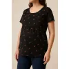 Koszulka Ciążowa Bellybutton 42 Czarna Bawełniana T-shirt Z Krótkim Rękawem