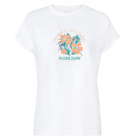 T-shirt Damski 100% Bawełna Biały Letni Nadruk Eko Krótki Rękaw S 36/38