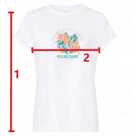 T-shirt Damski 100% Bawełna Biały Letni Nadruk Eko Krótki Rękaw S 36/38