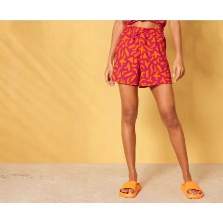 Esmara Damskie Szorty Luźne Elastyczne Wzór Różowe M (40/42) Wysoki Stan