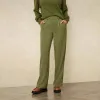Esmara Spodnie Damskie Wide Leg ZIELONE 42 Wysoki Stan Kant Wiskoza Eco