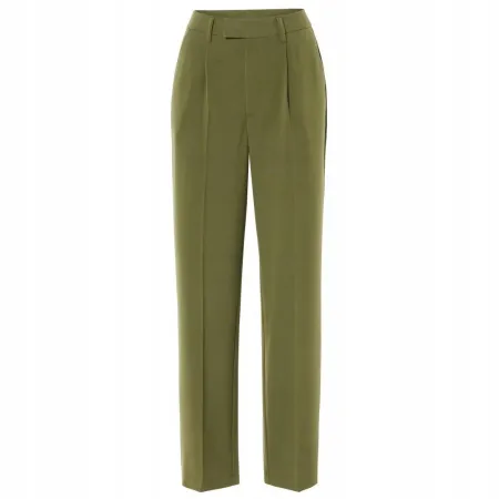 Esmara Spodnie Damskie Wide Leg ZIELONE 42 Wysoki Stan Kant Wiskoza Eco