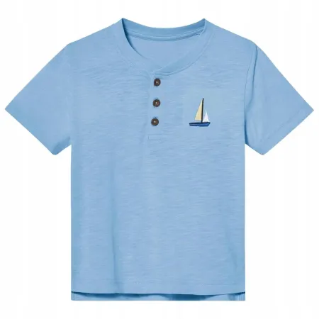 Koszulka Chłopięca Tshirt Lupilu 100% Bawełna 110/116 Niebieski Haft Łódki