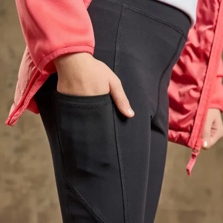 CRIVIT Legginsy Sportowe Dziewczęce 134/140 Czarne z Kieszenią LYCRA