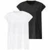 Zestaw 2 Koszulki T-shirty Damskie Oversize 100% Bawełna XS32/34 Czerń Biel