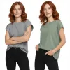 Zestaw 2 Koszulki T-shirty Damskie Oversize 100% Bawełna S Szary Zielony