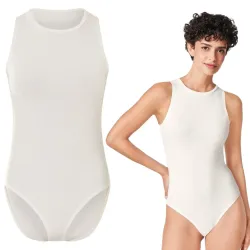 Esmara Prążkowane Body Damskie Białe Bez Rękawów Wiskoza Rozmiar L 44/46