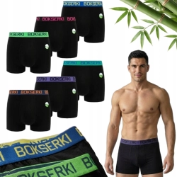 Bokserki Męskie BAMBUSOWE Czarne Kolorowe Gumy Komfort Premium Rozmiar L